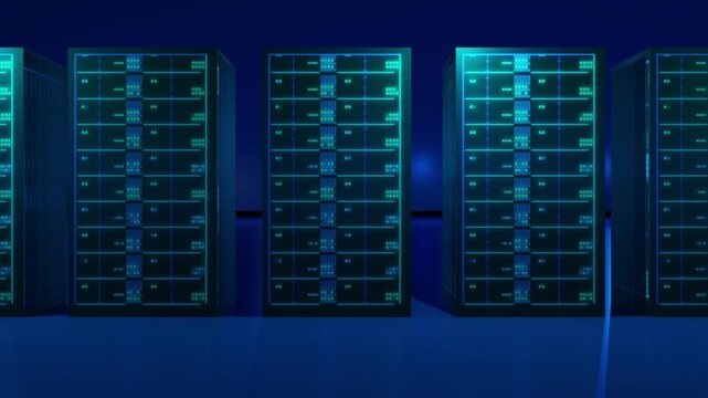  data center computer network server room.with 3d concept for  cloud technology,Tracking camera FHD.