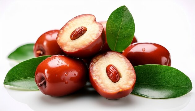 Jujube Ziziphus Fruit With Leaves Closeup