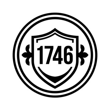 Vintage Emblem 1746 Shield Crest Circle Logo Black and White