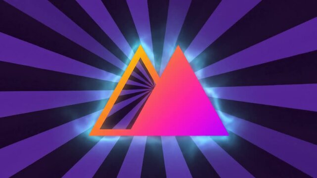 Abstract Retro Gradient Mountain Logo Design with Bursting Rays in a Stylish Purple Color Scheme