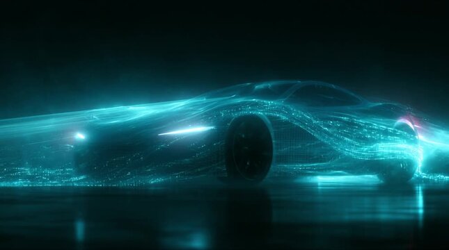 Cinematic X-ray car body with micro-processor data flow networking (AI Generated)