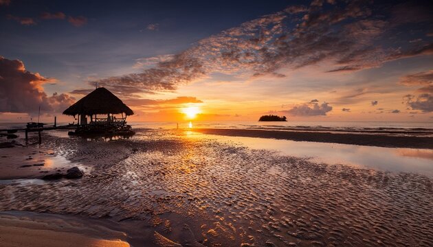 Borneo Sunset In Tanjung Aru Beach In Sabah