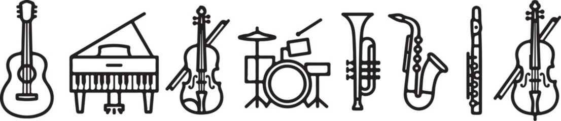 Line art icons of musical instruments set © tarik