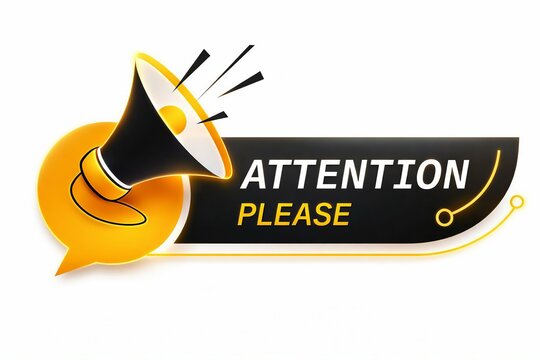 Attention please alert graphic with megaphone speech bubble icon
