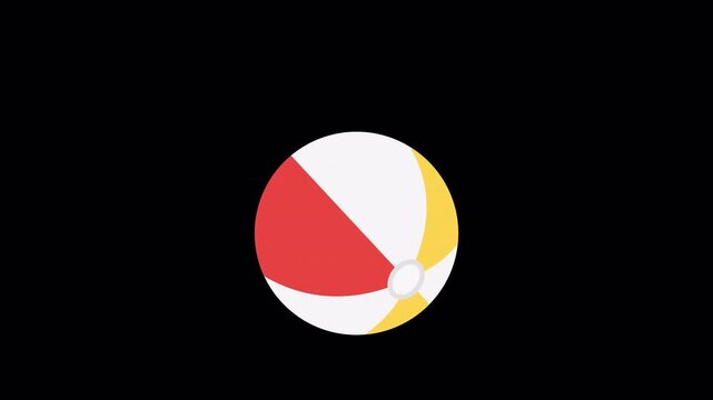 Inflatable beach ball bouncing loop animation on alpha channel