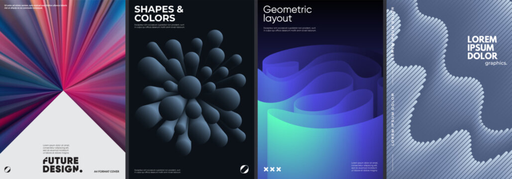 Modrn futuristic posters with different creative designs. 