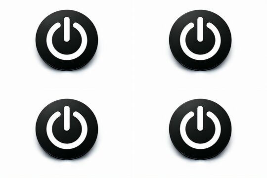 Modern circular power on off switch icon set with white indicator
