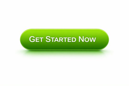 Bright green call to action button with white get started now text
