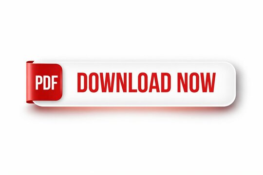 Red download now button with pdf icon on modern banner