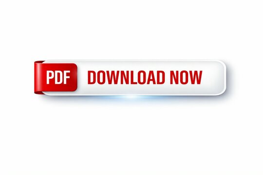 Red download button with pdf icon for website or digital content