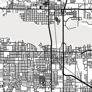 Symbol Map of the City Bradenton (Florida, USA) showing the city center with a simple road network of black lines