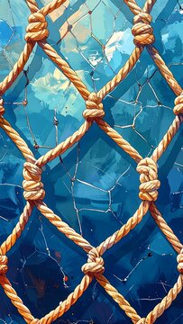 Rope Net with Blue Abstract.