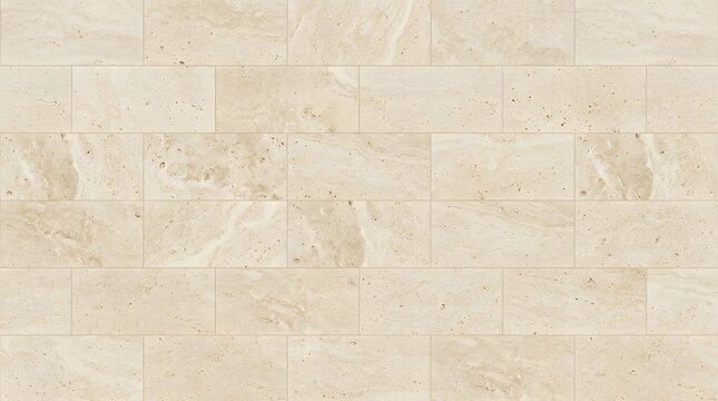 Beige marble tiles pattern background with rectangular stone bricks and smooth surface transparent background