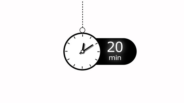 20 min clock icon illustration. clock 20 minutes isolated on white background illustration. and creating a stunning illustration.4k illustration.