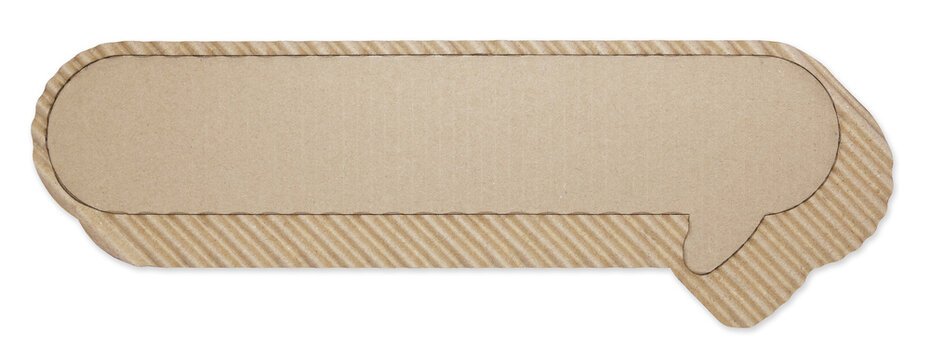 Blank Horizontal Corrugated Cardboard Speech Bubble with Copy Space Isolated on Transparent Background