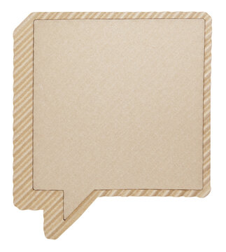 Blank Square Corrugated Cardboard Speech Bubble with Copy Space Isolated on Transparent Background