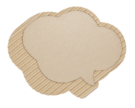 Blank Cloud Shaped Corrugated Cardboard Speech Bubble with Copy Space Isolated on Transparent Background