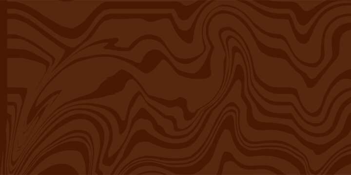 Abstract brown psychedelic waves print background. 1970s trippy seamless pattern. Marble acrylic swirl pattern. Coffee or chocolate liquid texture.