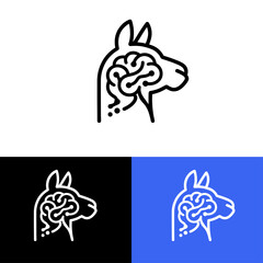Fototapeta premium Llama brain modern tech creative logo design, alpaca app icon idea