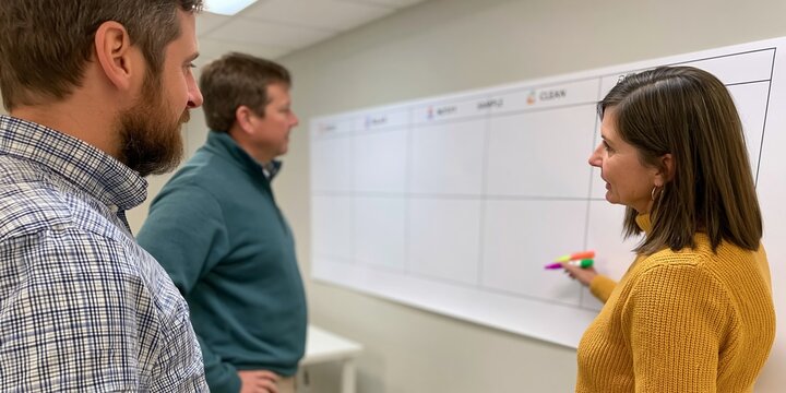 Team planning meeting with whiteboard