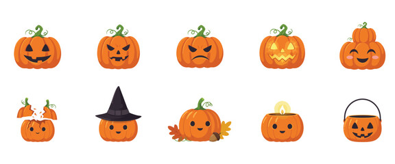Fototapeta premium Halloween pumpkin illustrations
