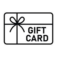 Fototapeta premium Modern black outline gift card icon with present bow graphic