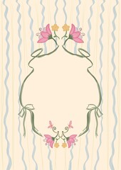 Beautiful hand drawn border illustrationn with ribbon Perfect for wedding invitation, stationary, greetings card, menus,nand other special,events © mentari