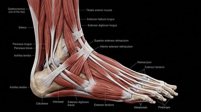Human Foot Muscles and Tendons Anatomical Model