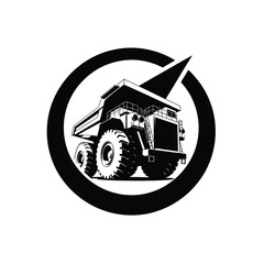 Heavy Duty Mining Dump Truck Logo, Haul Truck Vector Illustration, Industrial Machinery Icon, Construction Vehicle Graphic Design © Mas