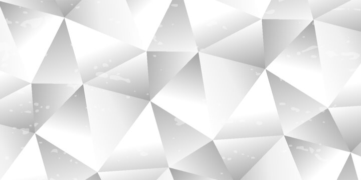 Seamless abstract minimal white low poly background transparent overlay. Modern geometric triangular polygon lowpoly landscape pattern backdrop. Displacement, bump or height map 3D rendering