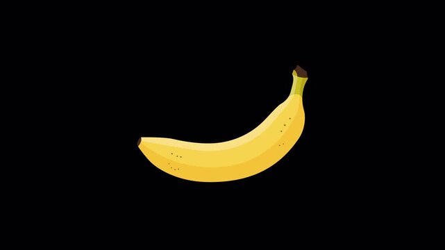 Yellow banana fruit clean loop animation on alpha channel