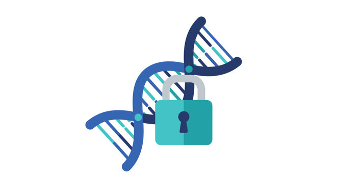 DNA Helix with Padlock Icon for Genetic Data Security and Medical Privacy Concept