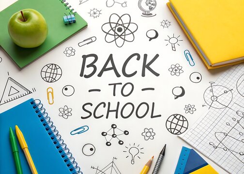 Back to school composition with stationery and supplies education stationery notebook