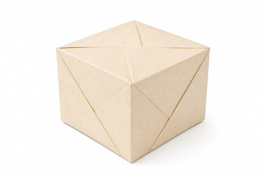 Traditional Japanese folded paper masu box white background craft