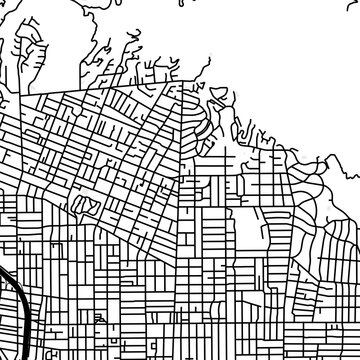 Symbol Map of the City Altadena (California, USA) showing the city center with a simple road network of black lines