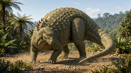Fototapeta premium Acanthopolis (Acanthopolis horridus) was an armored nodosaurid dinosaur from the Late Cretaceous of England.