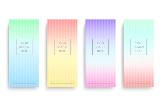 Pastel gradient vertical banner template set with geometric linear background