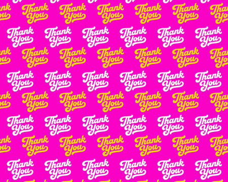 Bright pink thank you repeat pattern design in a seamless vector print for backgrounds or parties