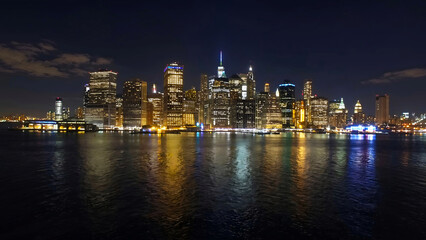Obraz premium Stunning Night Skyline of Manhattan New York City