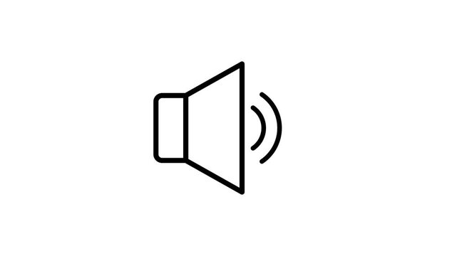 Mute, silent, silence speaker animated icon for music sound control settings, audio, speaker volume, entertainment, media player technology and other. 4K video with alpha channel background
