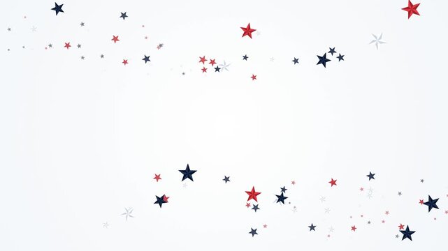 Patriotic Stars Background. A motion graphic loop with red and blue stars floating on white. Ideal for Fourth of July, Independence Day, and American holiday celebration projects