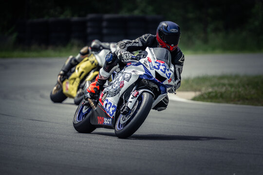 Regular training in Riga, Latvia, Bikernieki on 12-05-2026  Motorcyclist racing on a track