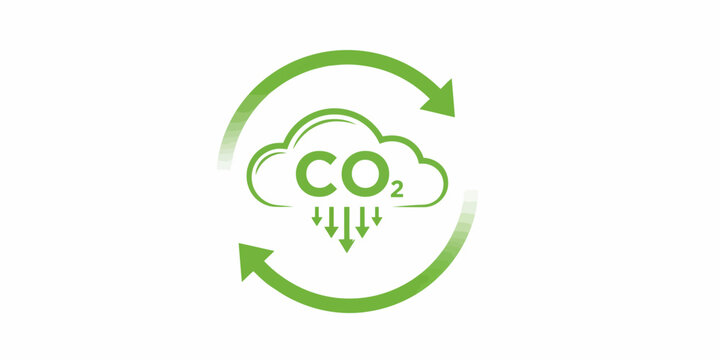 Green cloud with CO2 and arrows in circular motion for eco friendly concept