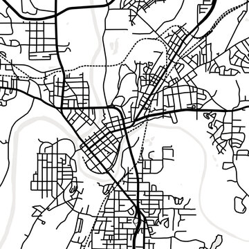 Symbol Map of the City Rome (Georgia, USA) showing the city center with a simple road network of black lines