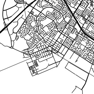 Symbol Map of the City Newark (California, USA) showing the city center with a simple road network of black lines