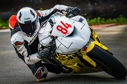 Regular training in Riga, Latvia, Bikernieki on 12-05-2026  Motorcyclist racing on a racetrack