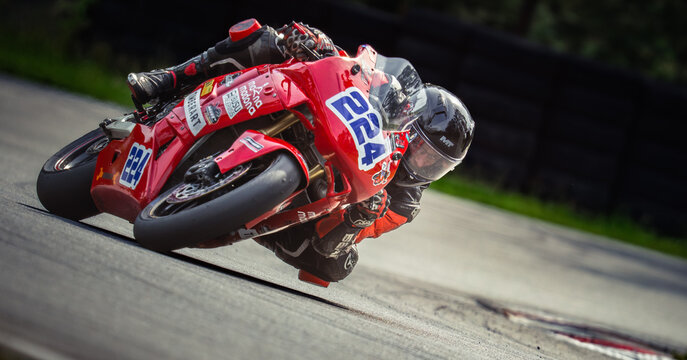 Regular training in Riga, Latvia, Bikernieki on 12-05-2026  Motorcyclist racing on a track