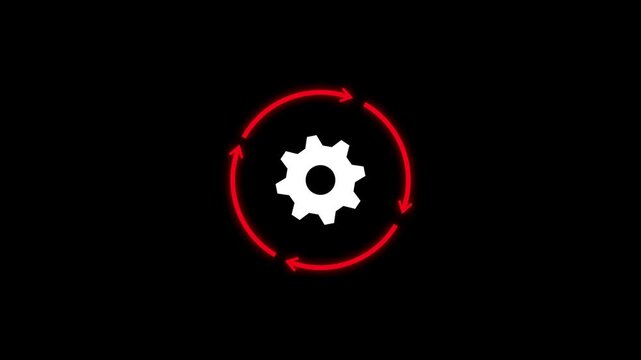Gear wheel rotation animation on background .Animated of setting gear line icon