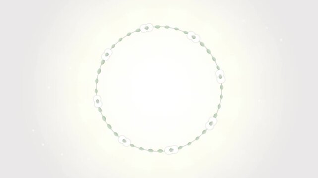 Abstract Circular Pattern of Small White Flowers on a Light Background.