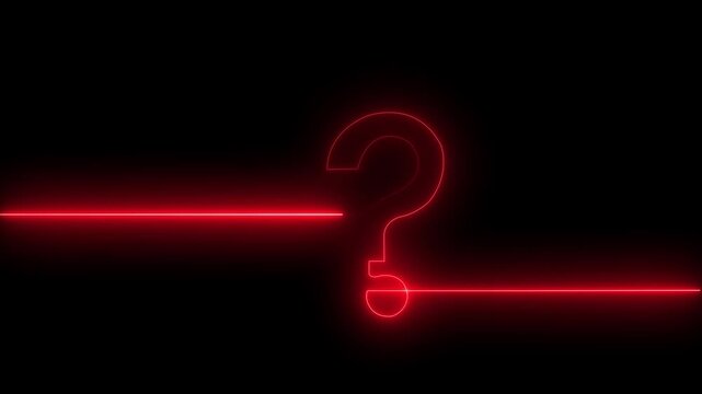 Neon glowing loop Question mark sign Question mark icon asking icon animation Question mark icon. problem sign.
